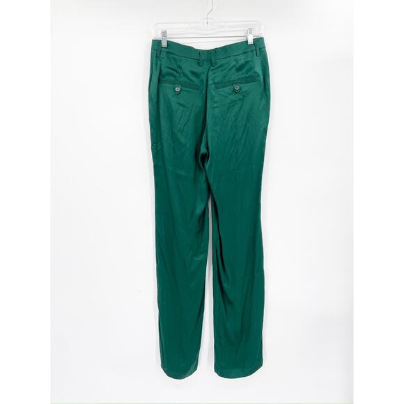 Anine Bing Emerald Green Classic Straight Leg Silk Pants Size 38 NWT - Picture 5 of 8